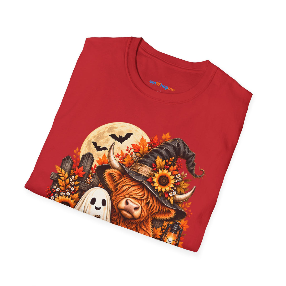 Halloween Scarecrow & Ghost Pumpkin T‑Shirt — Fall Sunflower Spooky Cute Tee