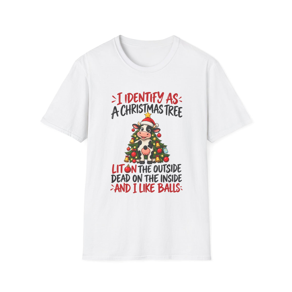 Christmas Tree Graphic T-Shirt — "I Identify As: A Christmas Tree" Funny Holiday Tee