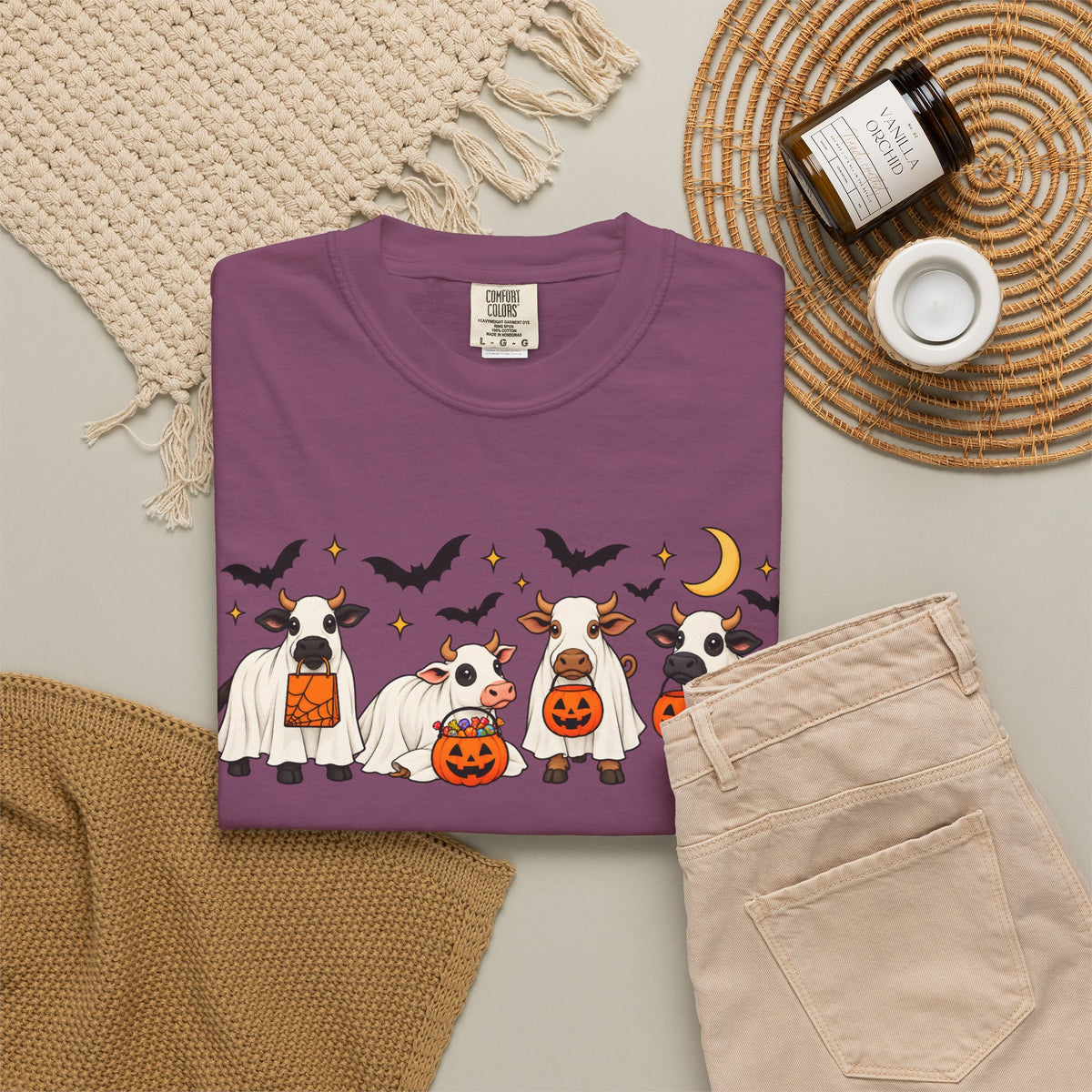 Halloween Cow Costume T-Shirt — Cute Cows in Ghost & Pumpkin Parade