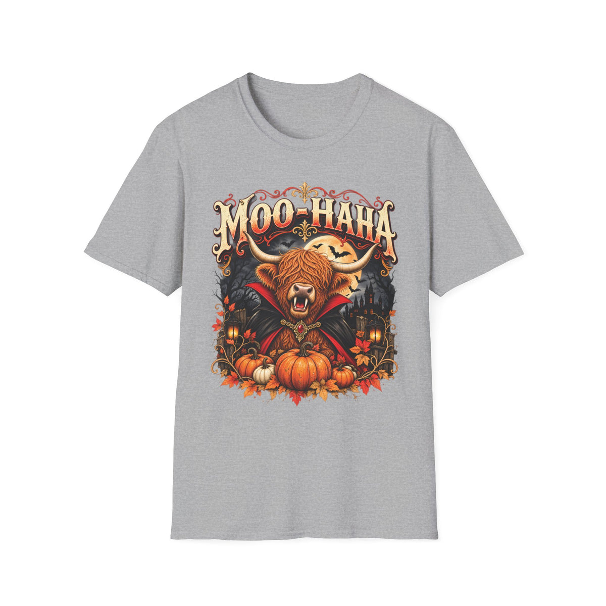 Moo-Haha Halloween Cow T-Shirt — Pumpkin Patch Spooky Farm Tee