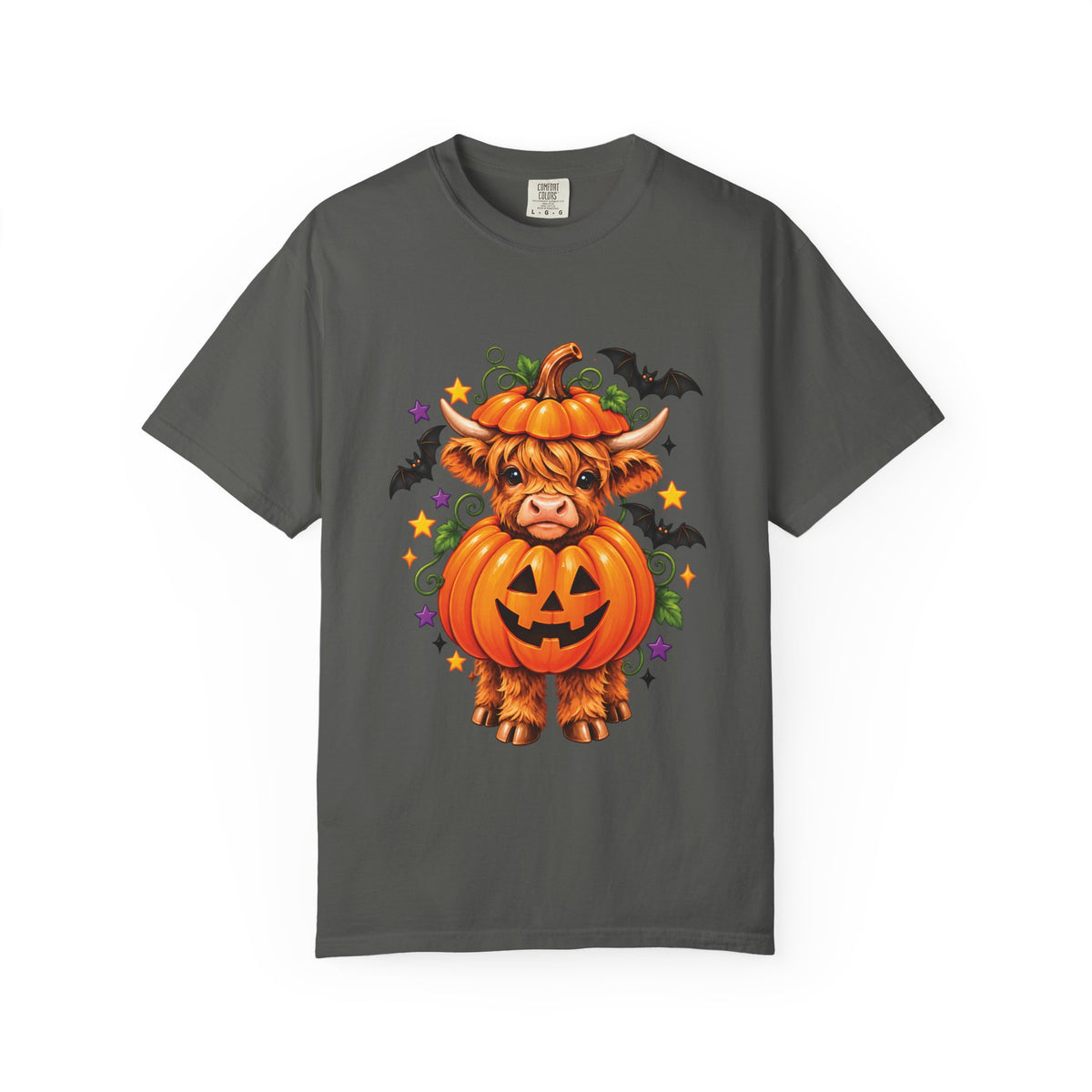 Halloween Pumpkin Cow T-Shirt — Cute Jack-O’-Lantern Highland Cow Tee