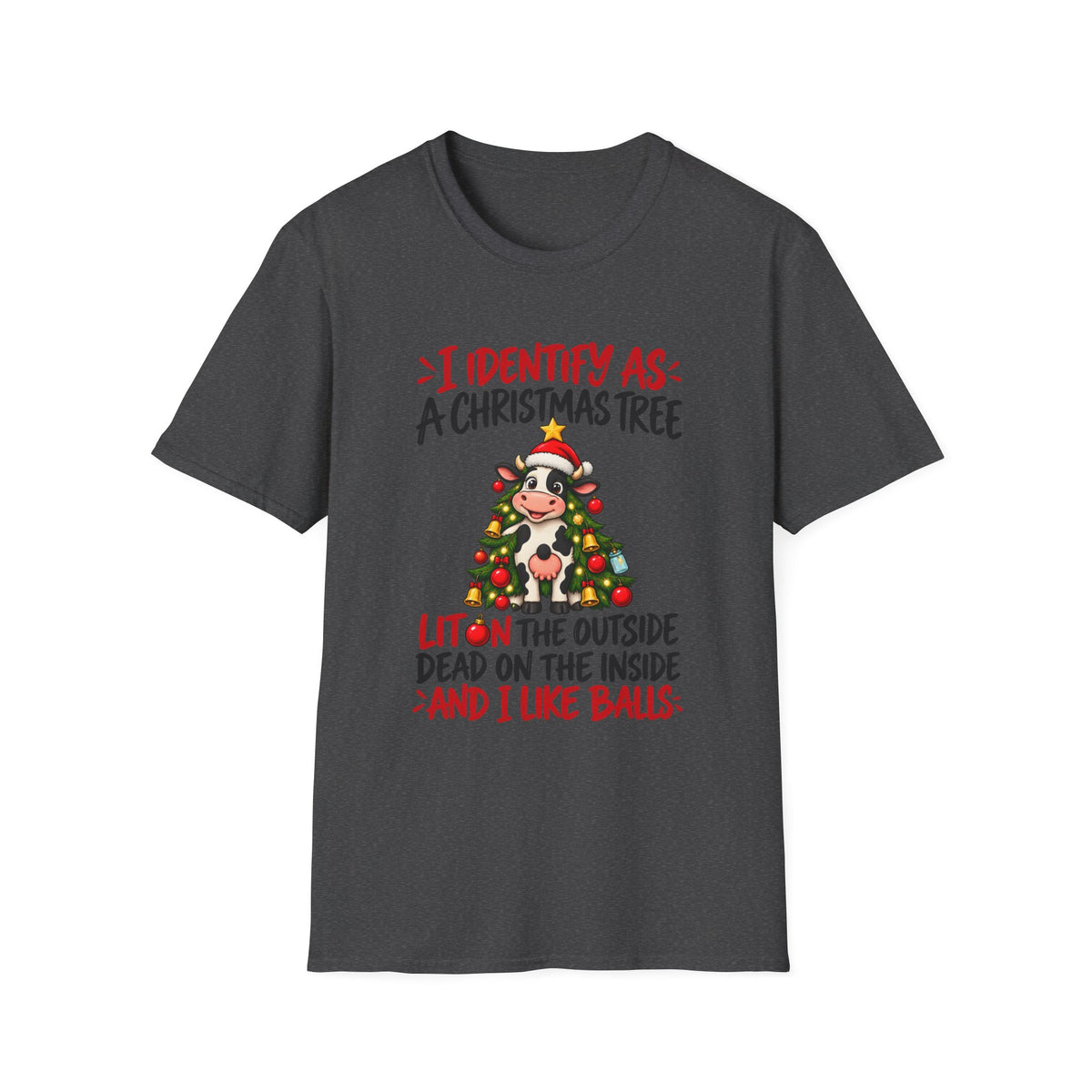 Christmas Tree Graphic T-Shirt — "I Identify As: A Christmas Tree" Funny Holiday Tee