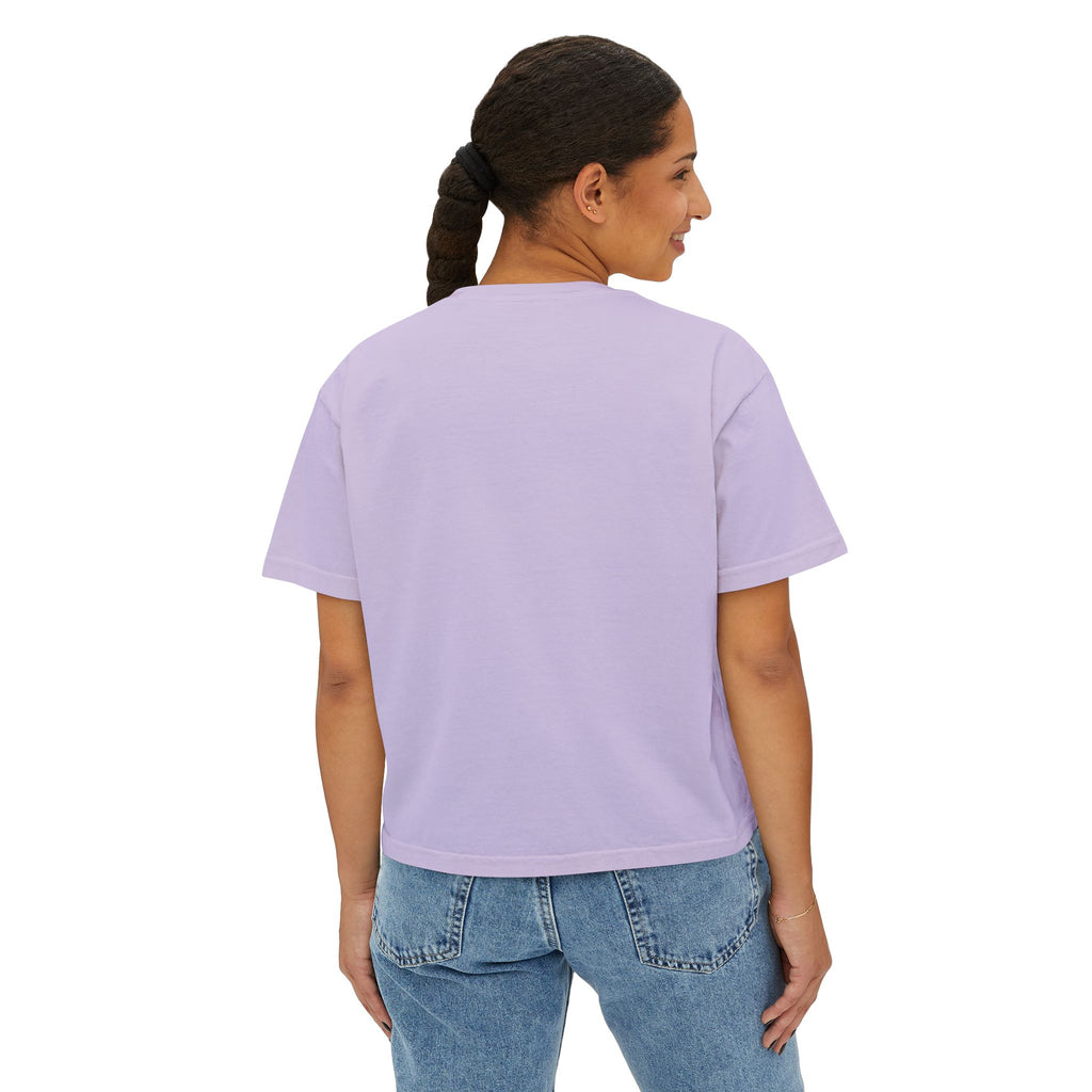 Women’s Boxy Tee — Cute Dancing Cow Graphic “I Like to Moo It Moo It”