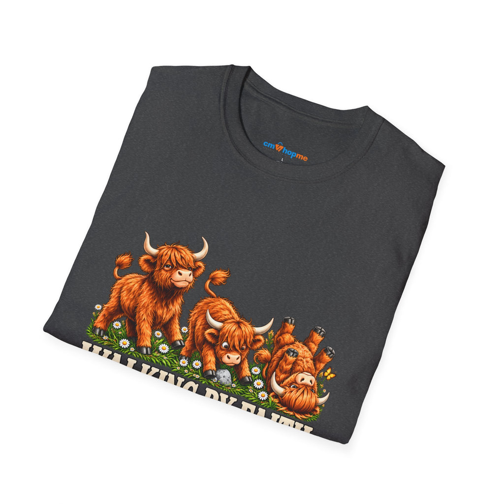 Walking By Faith T-Shirt – Happy Highland Cows Christian Tee