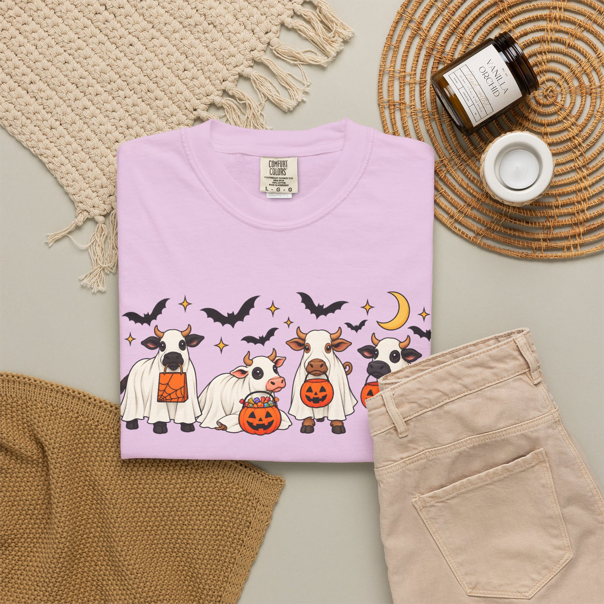 Halloween Cow Costume T-Shirt — Cute Cows in Ghost & Pumpkin Parade