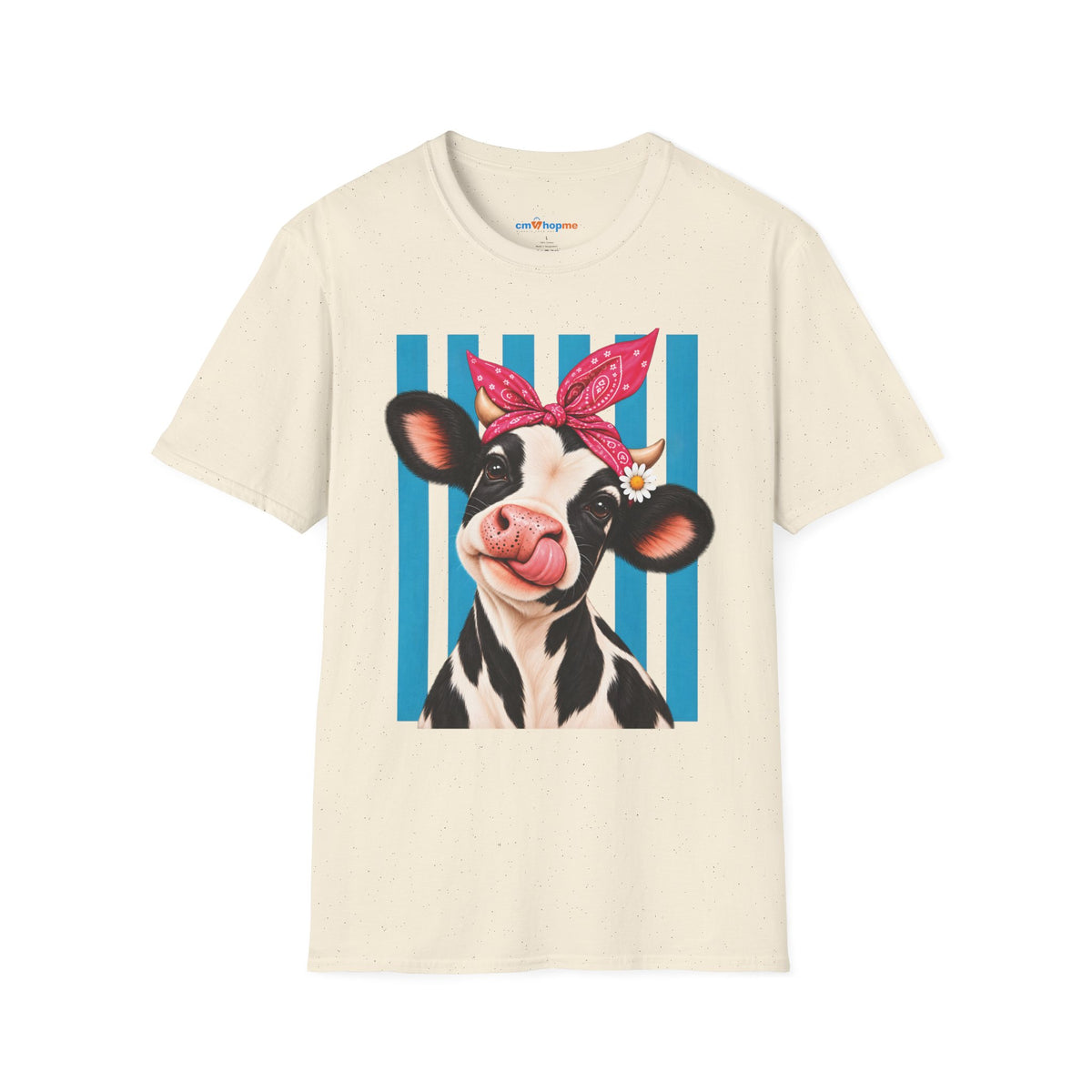 Cow Graphic T-Shirt — Cute Cow with Bandana Farm Animal Tee