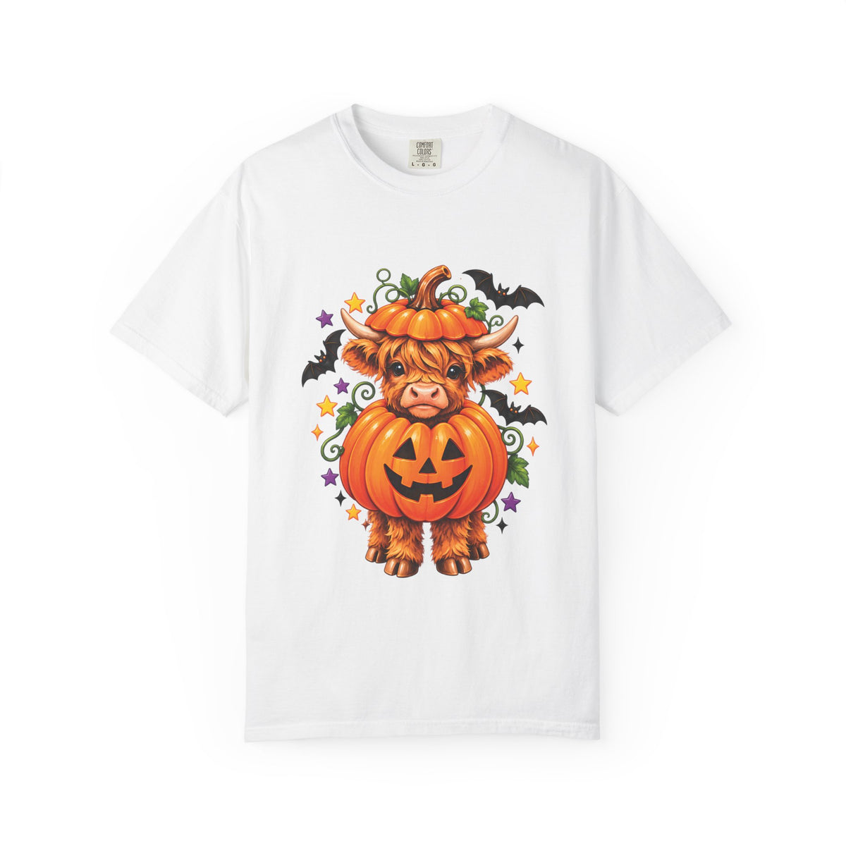 Halloween Pumpkin Cow T-Shirt — Cute Jack-O’-Lantern Highland Cow Tee