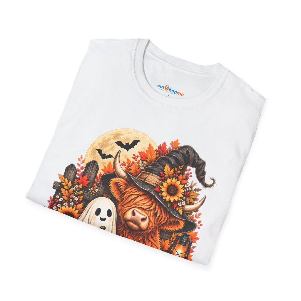 Halloween Scarecrow & Ghost Pumpkin T‑Shirt — Fall Sunflower Spooky Cute Tee