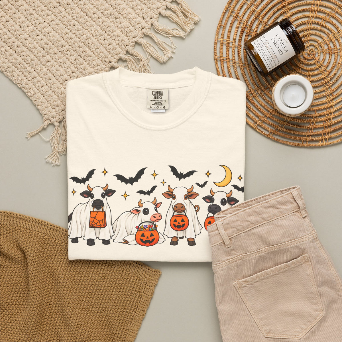 Halloween Cow Costume T-Shirt — Cute Cows in Ghost & Pumpkin Parade