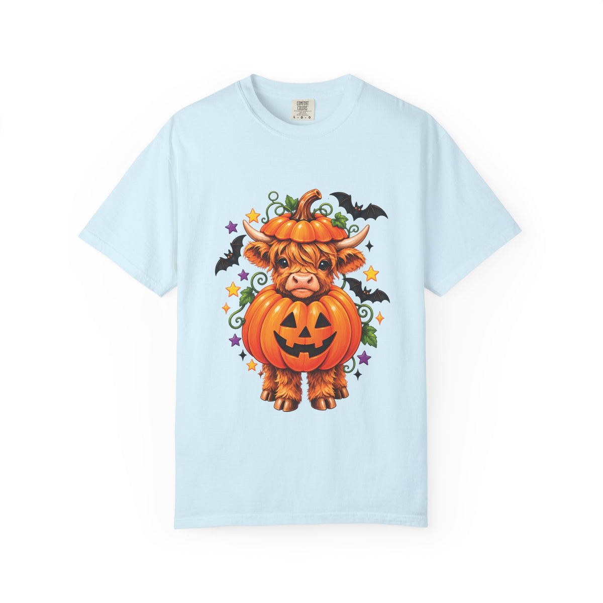 Halloween Pumpkin Cow T-Shirt — Cute Jack-O’-Lantern Highland Cow Tee