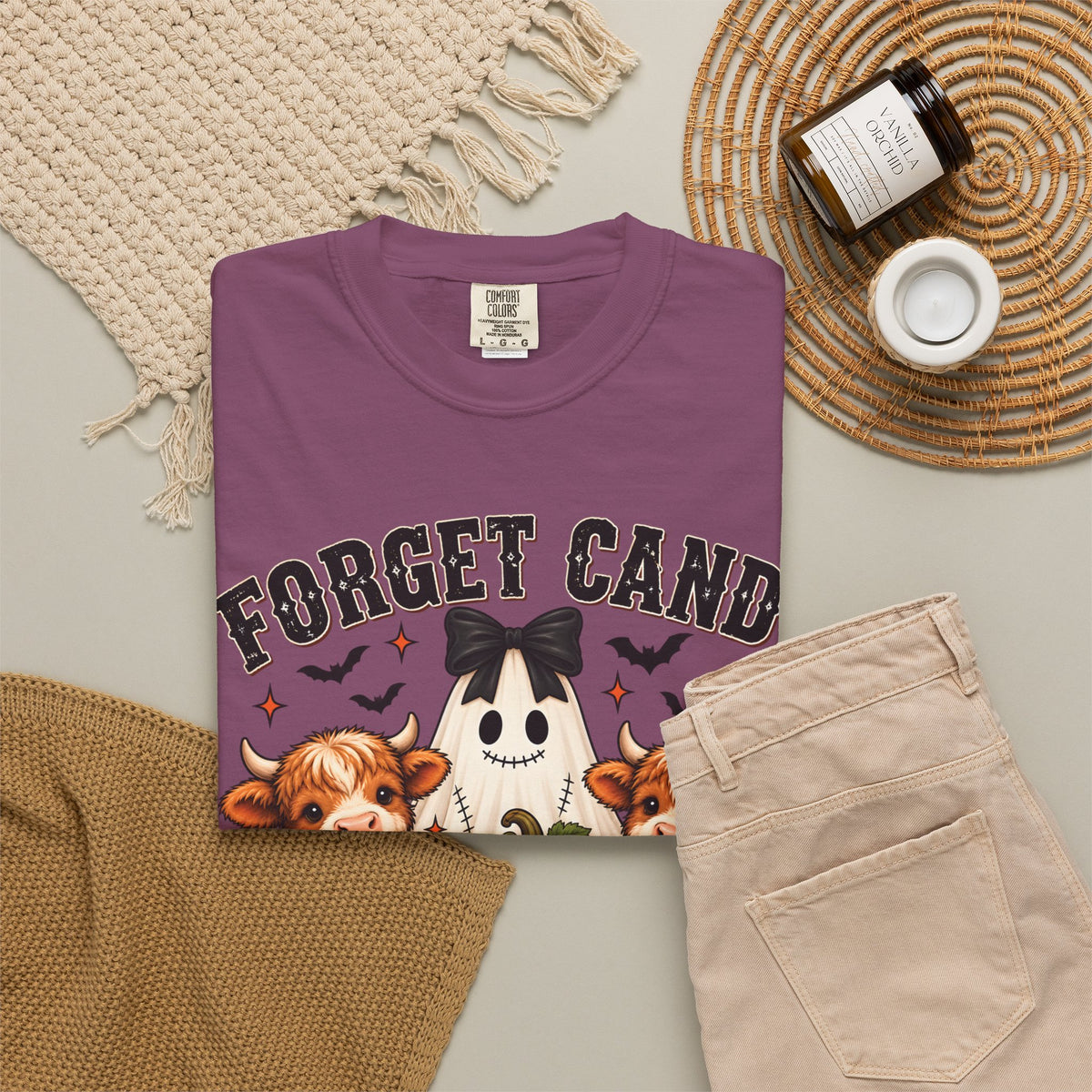 Halloween Cow T-Shirt — “Forget Candy, Give Me a Cow” Cute Spooky Farm Tee