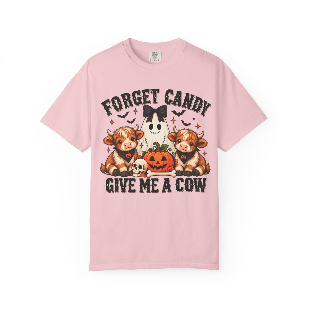 Halloween Cow T-Shirt — “Forget Candy, Give Me a Cow” Cute Spooky Farm Tee
