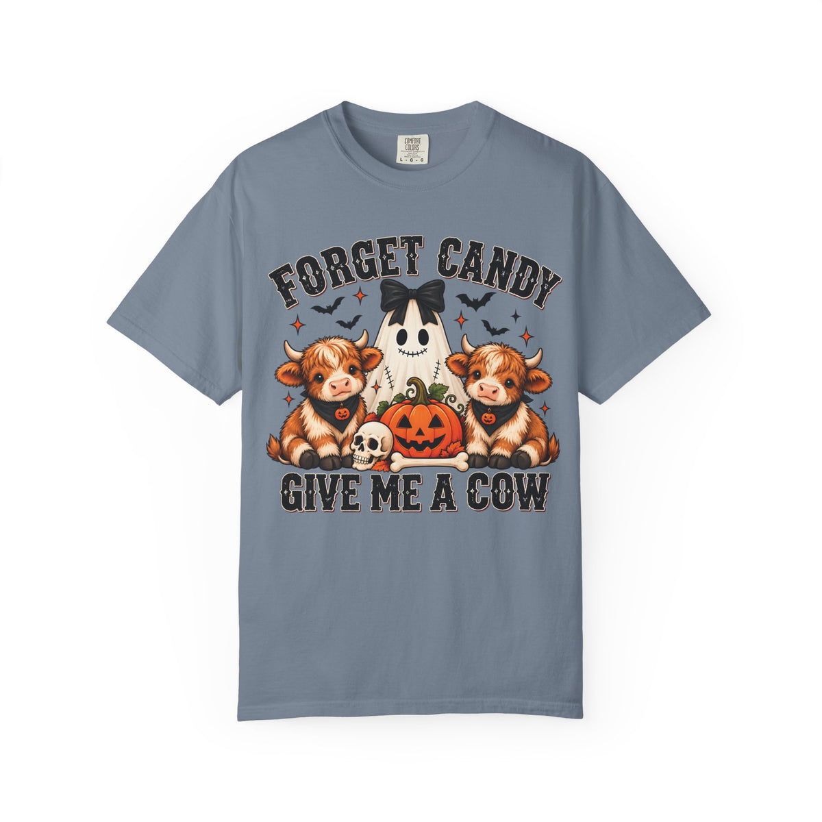 Halloween Cow T-Shirt — “Forget Candy, Give Me a Cow” Cute Spooky Farm Tee