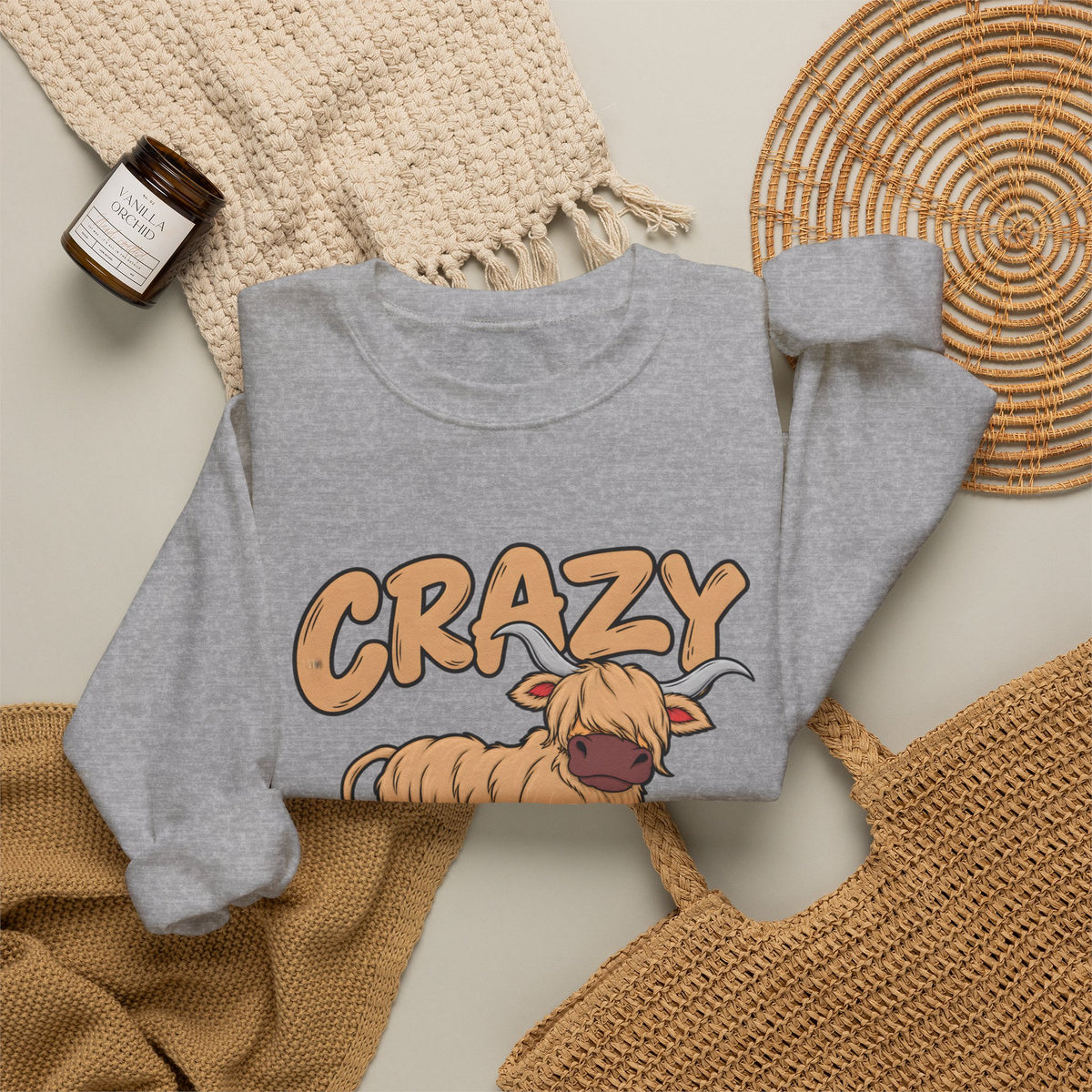 Crazy Highland Cow Lady Sweatshirt
