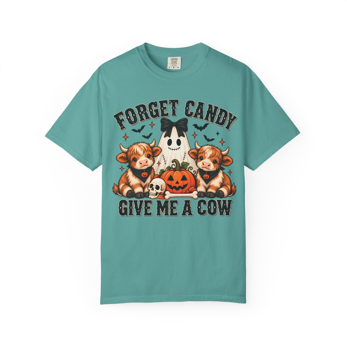 Halloween Cow T-Shirt — “Forget Candy, Give Me a Cow” Cute Spooky Farm Tee