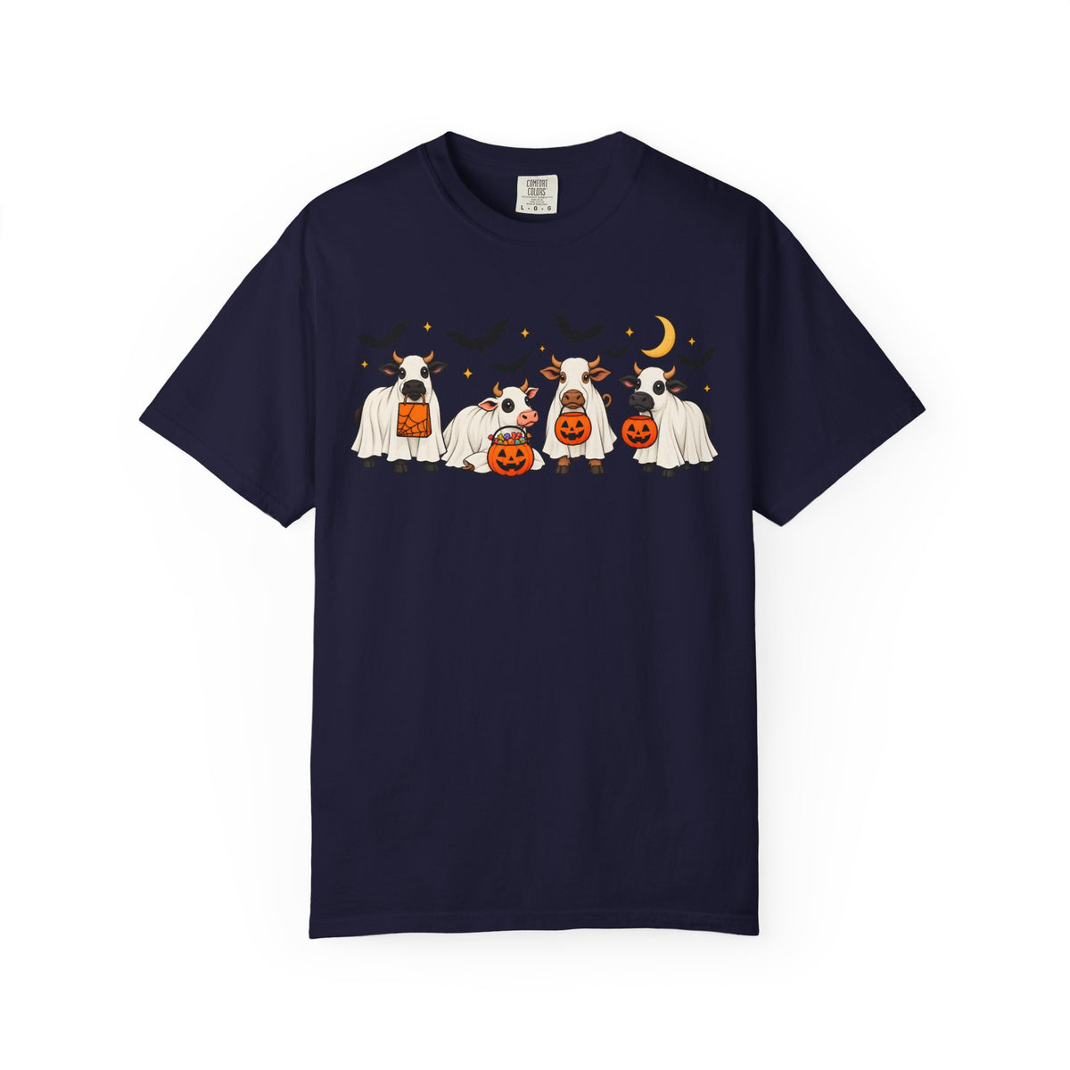 Halloween Cow Costume T-Shirt — Cute Cows in Ghost & Pumpkin Parade