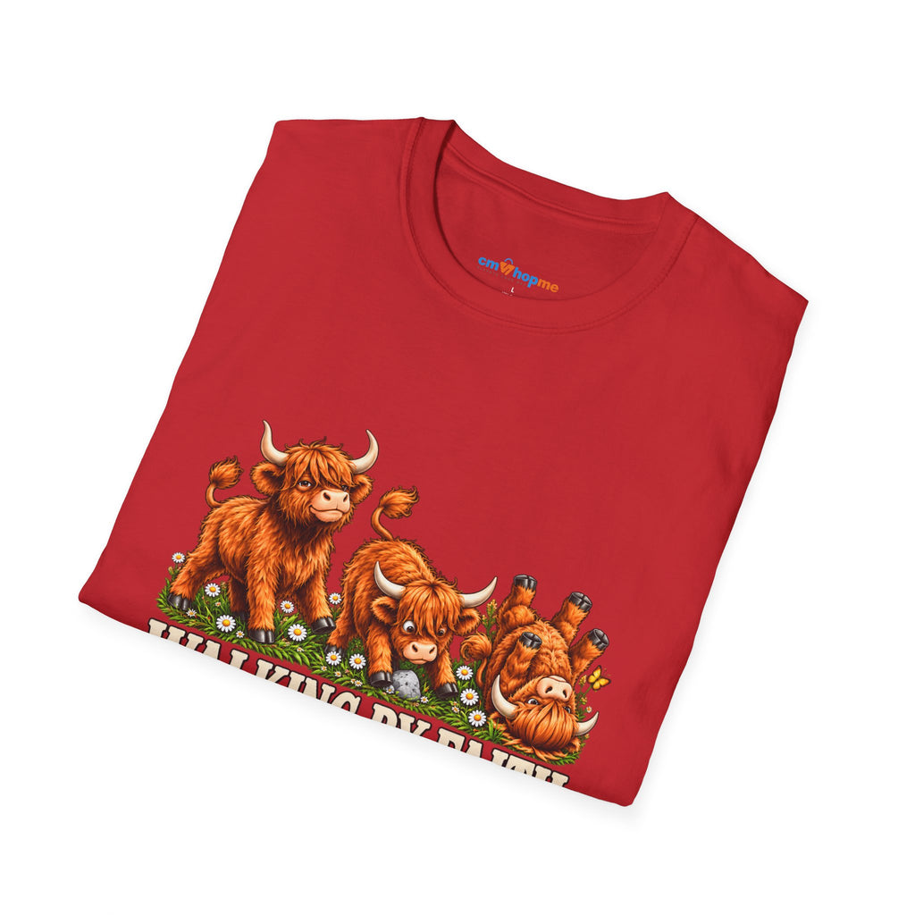Walking By Faith T-Shirt – Happy Highland Cows Christian Tee