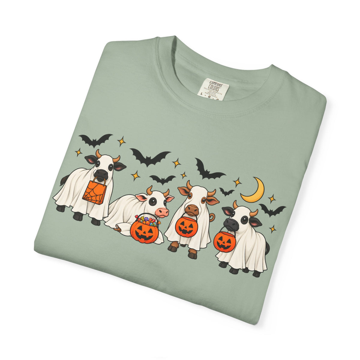 Halloween Cow Costume T-Shirt — Cute Cows in Ghost & Pumpkin Parade