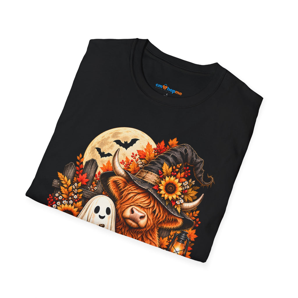 Halloween Scarecrow & Ghost Pumpkin T‑Shirt — Fall Sunflower Spooky Cute Tee