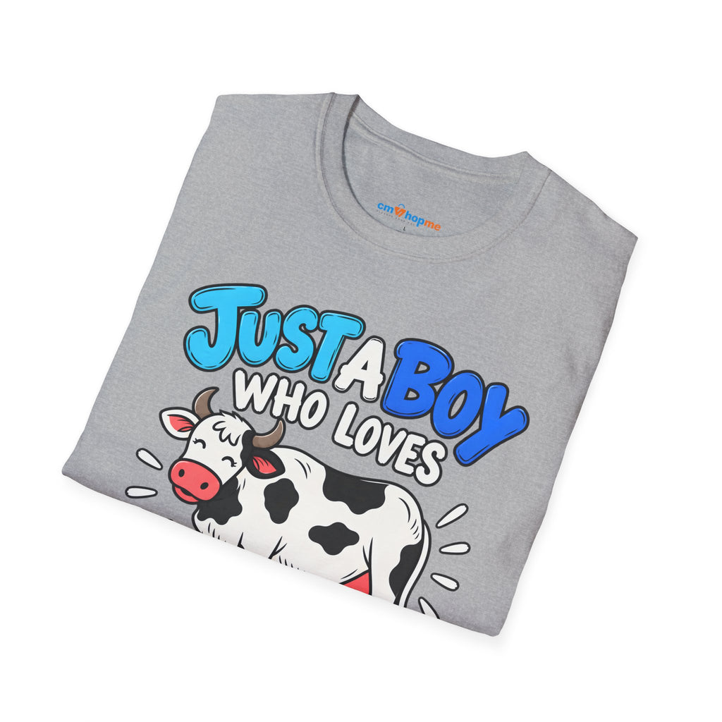 Just a Boy Who Loves Cows T-Shirt — Cute Cow Lover Graphic Tee