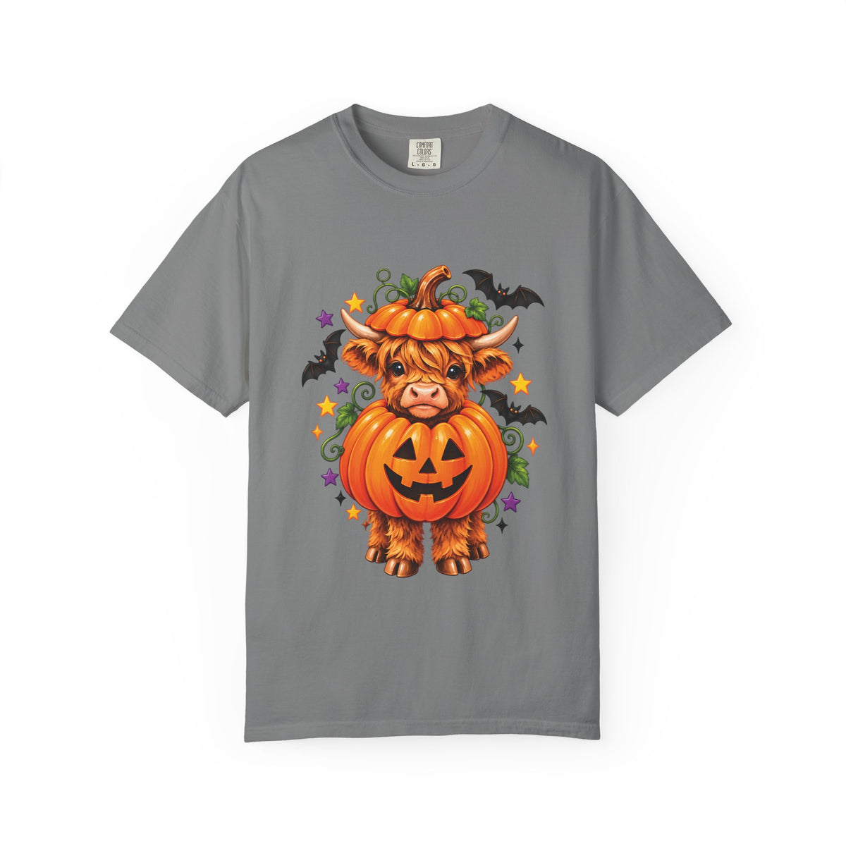 Halloween Pumpkin Cow T-Shirt — Cute Jack-O’-Lantern Highland Cow Tee