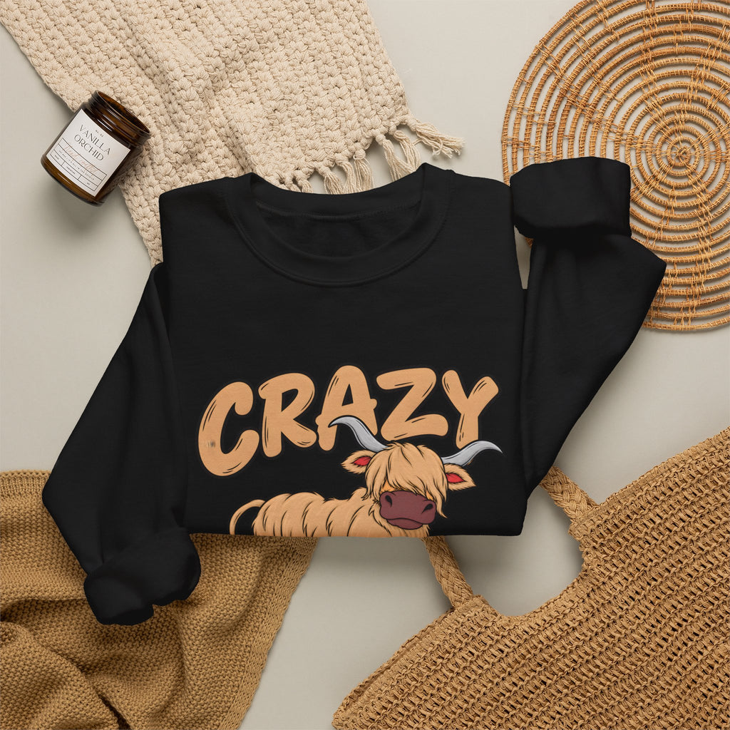 Crazy Highland Cow Lady Sweatshirt