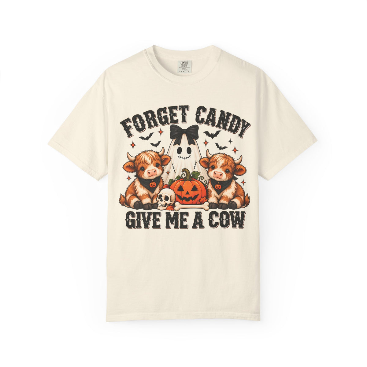 Halloween Cow T-Shirt — “Forget Candy, Give Me a Cow” Cute Spooky Farm Tee