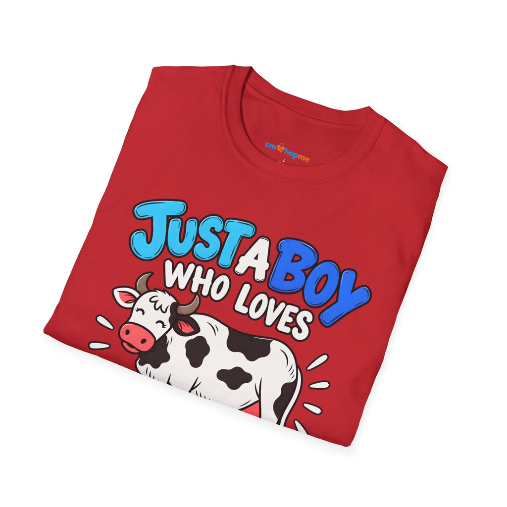 Just a Boy Who Loves Cows T-Shirt — Cute Cow Lover Graphic Tee