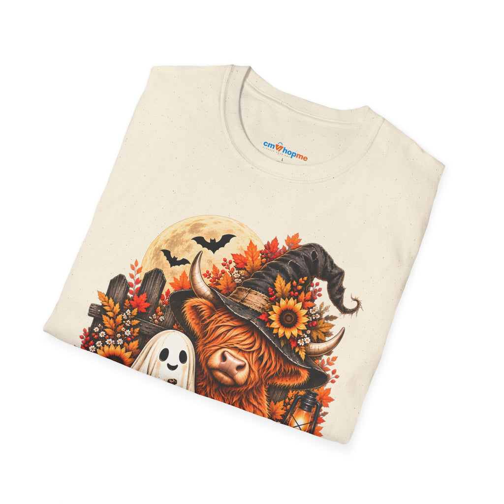 Halloween Scarecrow & Ghost Pumpkin T‑Shirt — Fall Sunflower Spooky Cute Tee