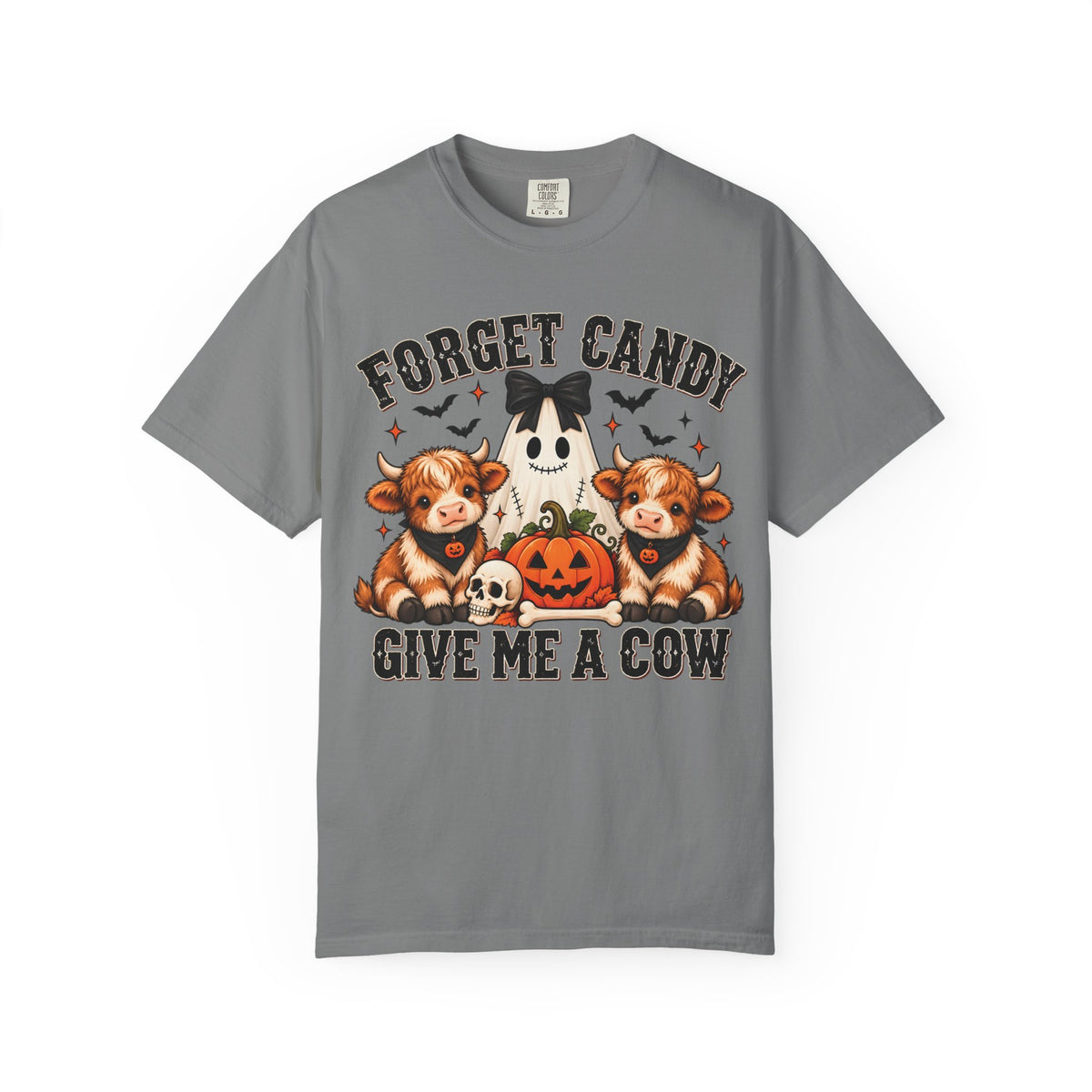 Halloween Cow T-Shirt — “Forget Candy, Give Me a Cow” Cute Spooky Farm Tee