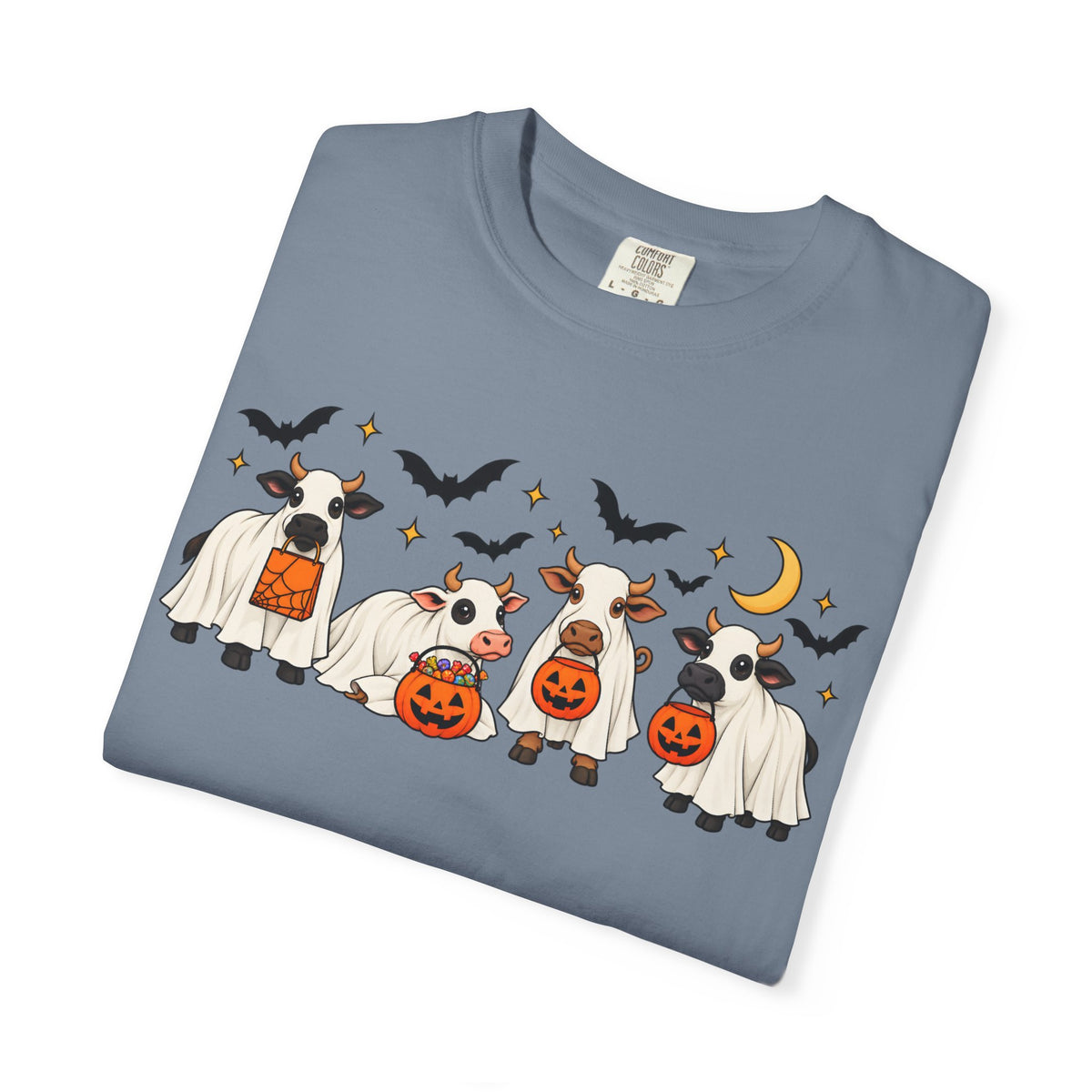 Halloween Cow Costume T-Shirt — Cute Cows in Ghost & Pumpkin Parade