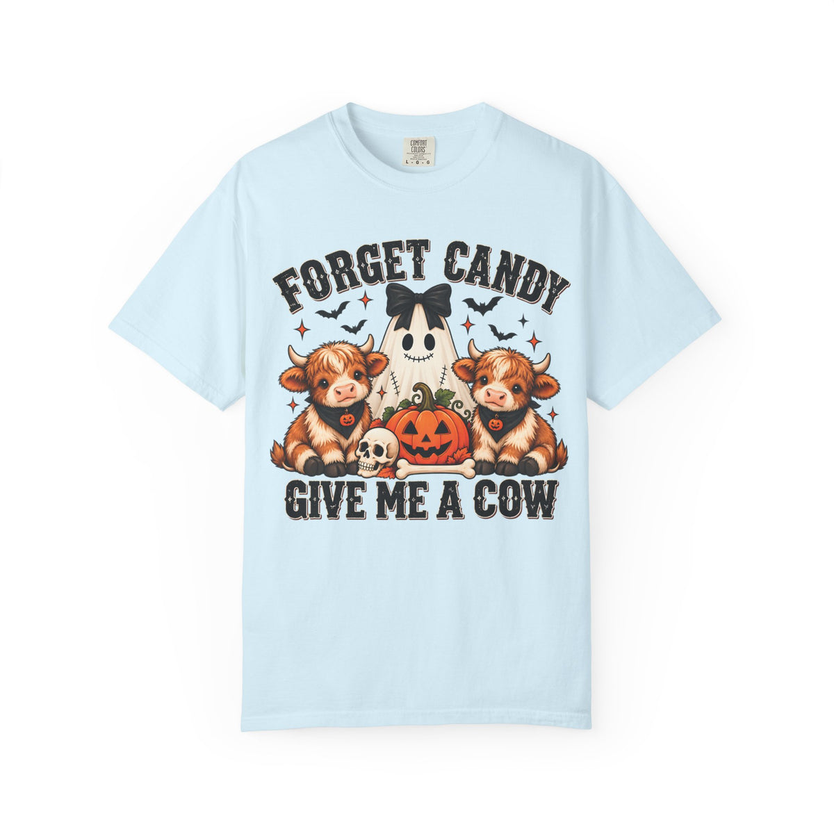 Halloween Cow T-Shirt — “Forget Candy, Give Me a Cow” Cute Spooky Farm Tee