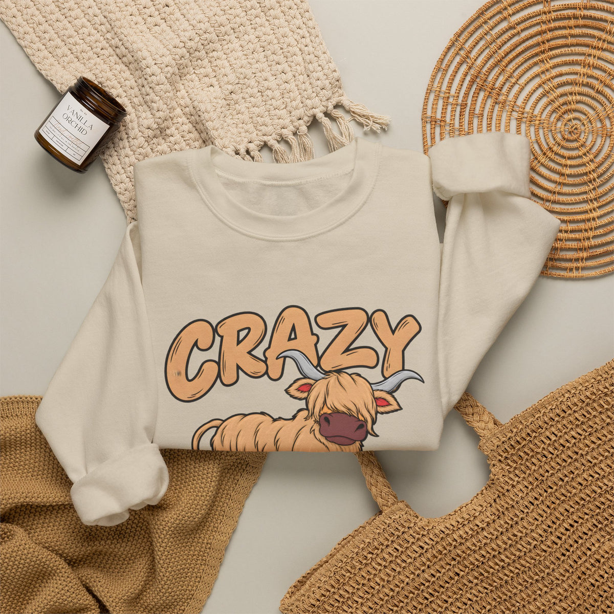 Crazy Highland Cow Lady Sweatshirt