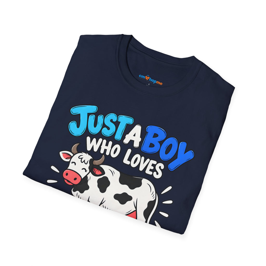 Just a Boy Who Loves Cows T-Shirt — Cute Cow Lover Graphic Tee