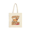 Crazy Highland Cow Lady Canvas Tote - Funny Farm Animal Grocery Bag